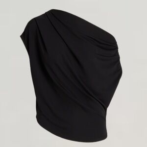 Lauren Ralph Lauren Black Stretch Jersey Off-the-Shoulder Top Size SP